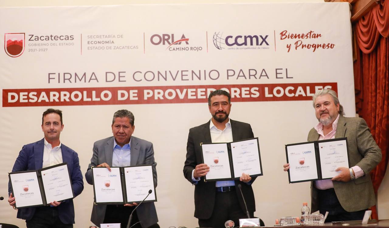 Firma Gobernador David Monreal convenio de colaboración con Orla Mining para el desarrollo de proveedores locales