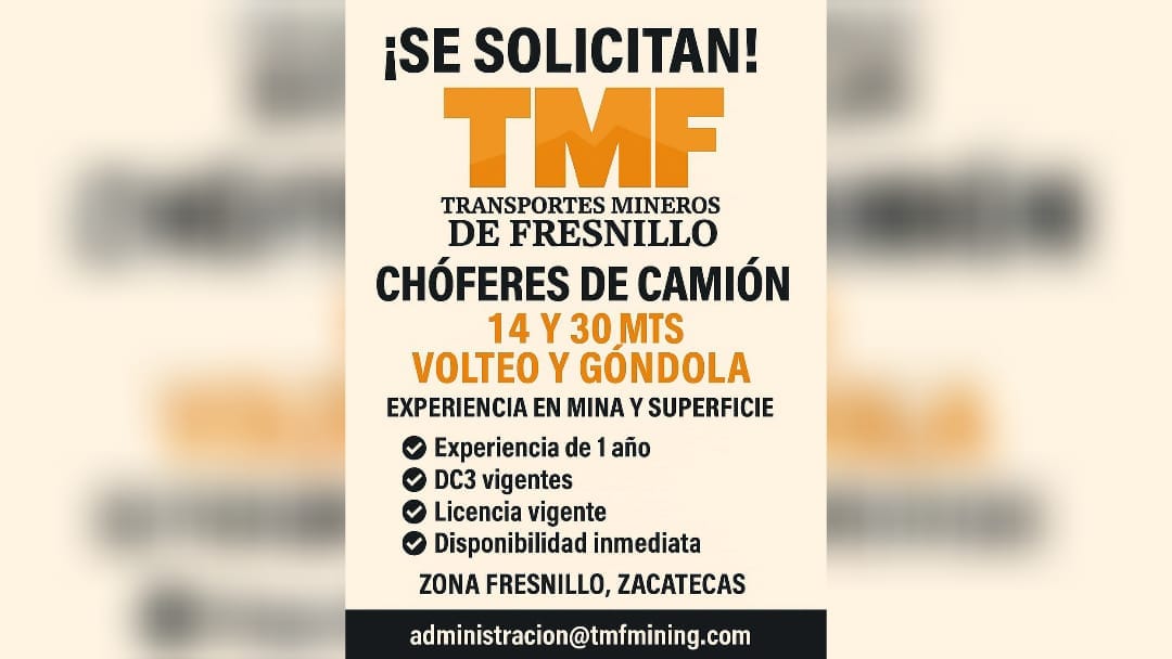 Vacante: Chófer de camión – Volteo y Góndola (14 y 30 mts)