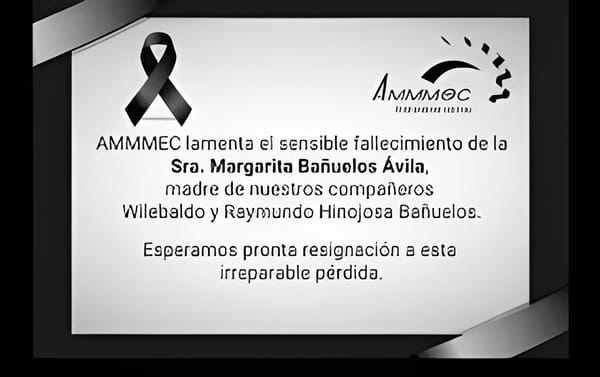 AMMMEC lamenta el fallecimiento de la Sra. Margarita Bañuelos Ávila
