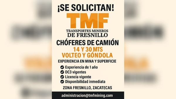 Vacante: Chófer de camión – Volteo y Góndola (14 y 30 mts)