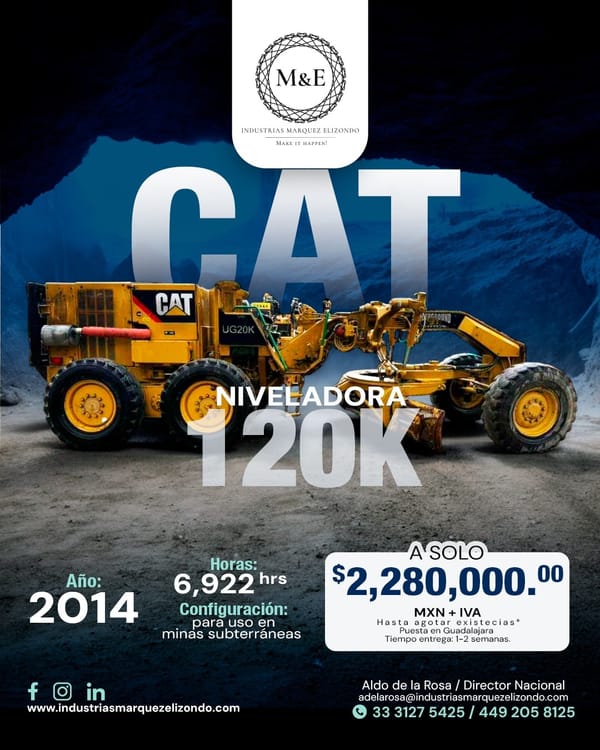 Necesitas nivelar los túneles de tu mina? Llámanos.... Venta o renta